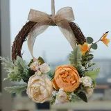 Artificial Peony Wreath Front Door Décor Home Wall Hanging Flower Ornament