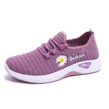 Women Casual Light Shoes Daisy Pattern Breathable Flat Running Sneaker