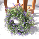 Lavender Flower Wreath Front Door Decor Faux Showcase Hanging Ornament