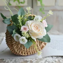Hand Woven Natural Color Rattan Woven Women Semi-circular Basket
