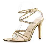 Metallic Stiletto Pointy High Heel Sandals Shoes