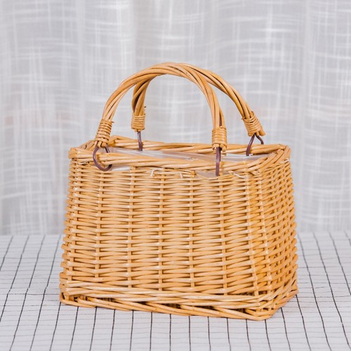 Hand Made Vintage Woven Basket with Bilateral Removable Handle