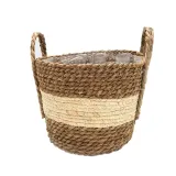 Straw Weaving Flower Basket Portable Handmade Home Decoration