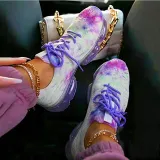 Lace Up Light Breathable Running Shoes Non Slip Knit Sneakers