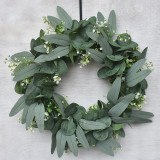 Eucalyptus Wreath with Clusters of White Flowers Front Door Decor