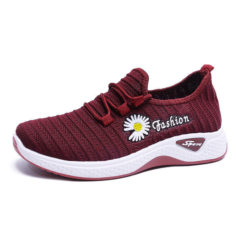 Women Casual Light Shoes Daisy Pattern Breathable Flat Running Sneaker