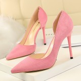 Leather Suede Solid Color Pointed Toe High Heel Shoes