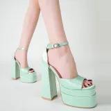 Satin Peep Toe Platform Pumps High Heels Sandals Shoes