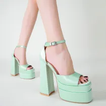 Satin Peep Toe Platform Pumps High Heels Sandals Shoes