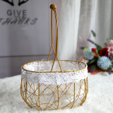Exquisite Portable Metal Flower Basket Storage Basket
