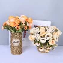 Home Garden Artificial European Roses Bouquet Flower Decoration