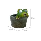 Solar Resin Crafts Tree Stump Frog Flowerpot Garden Decoration