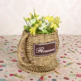 Wicker Woven Coffee Cup Flower Pot Small Plants Flowers Basket