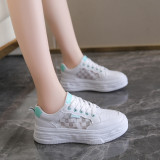 Women Flat Mesh Breathable Solid Color Canvas Sneakers