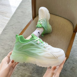 Women Platform Lace up Gradient Sole Waterproof Sneaker