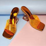 Transparent Stiletto Heels Square Toe Women Fashion Sandals
