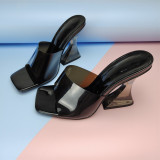 Transparent Stiletto Heels Square Toe Women Fashion Sandals
