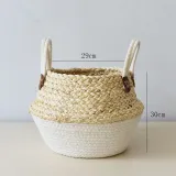 Woven Trigonella Flower Basket Hand-held Double-colored Plant Flowerpot for Decoration
