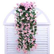 Home Garden Artificial Handmade Lily Flower Hanging Vine Wall Decoration