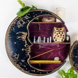 Wood Moon Crystal Shelf Luminous Decorative For Wall Decoration Essential Oil Shelf