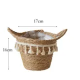 Tassel Rattan Straw Flower Basket Woven Bag Decorative Storage Basket Rattan Basket