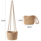 Jute Cotton Hanging Planter Woven Plant Basket Flower Pot
