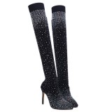 Women Diamante Socks Knee High Boots