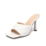 Leather Slides Weave Leisure High Heels Slippers Sandals