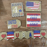 American Independence Day Tray Decoration Wooden Ornament Set Fourth of July DIY Dining Table Decoration
