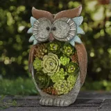 Solar LED Lights Owl Figurine Resin Crafts Lawn Garden Courtyard Decorations