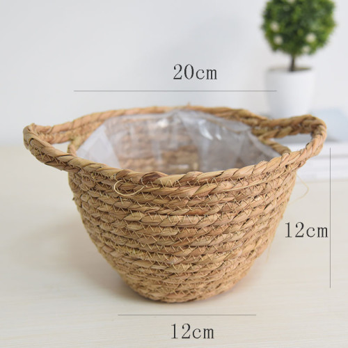 Bamboo Basket Hand-woven Fabric Wrapped Grass Woven Flower Basket