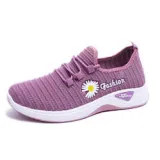 Women Casual Light Shoes Daisy Pattern Breathable Flat Running Sneaker