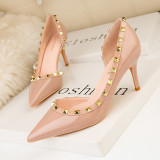 Shallow Patent Leather Women's Shoes Pointed Toe Nude Single Shoes