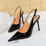 Metallic Pointed Toe Buckle High Stiletto Heel Sandals Shoes