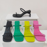 Women Solid Color Rubber Heel Sandals Beach Shoes
