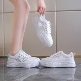 Women Flat Mesh Breathable Solid Color Canvas Sneakers