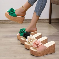 Women Open-toe Flower Shape Platform Wedges Slippers