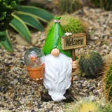 White Beard Dwarf Cartoon Solar Lamp Elves Welcome Card Christmas Light Decorations