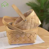 Storage Picnic Wicker Fruit Vegetable Bread Wooden Woven Rattan Storage Basket