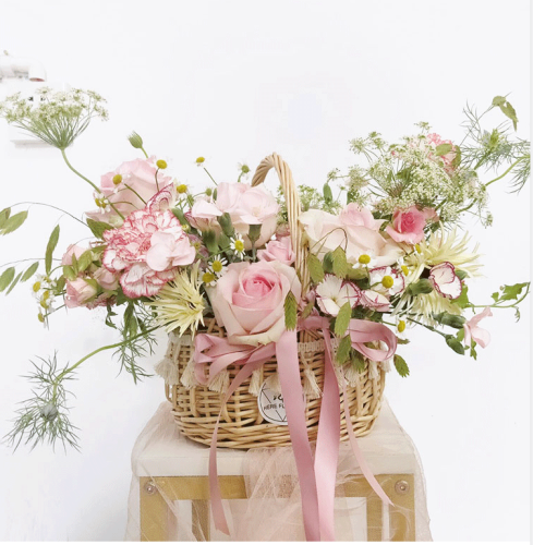 Rattan Tassel Lace Kids Wedding Flower Girl Baskets