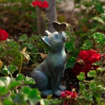 Curiosity Cat and Butterfly Outdoor Garden Statue