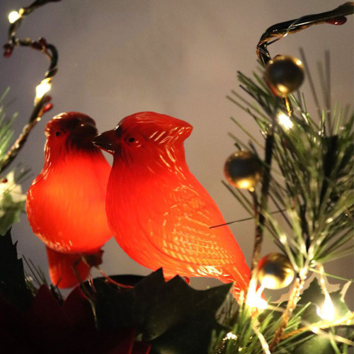 Led Christmas Tree Red Bird With Star Lawn Garden Lamp Outdoor Solar Waterproof Decorative Landscape