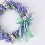 Lavender Wreath Front Door Hanging Décor Flower Rattan Bowknot Wedding Ornament