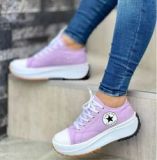 Women Low-top Single Shoes Thick-soled Candy Color Flats Female Canvas Sneaker
