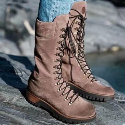 Women Lace Up Platform Waterproof Boots