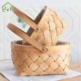 Storage Picnic Wicker Fruit Vegetable Bread Wooden Woven Rattan Storage Basket
