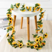 Home Garden Artificial Sunflower Vine Room Wall Decoration
