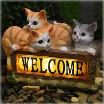 Garden Decoration Resin Cat LED Solar Lamp