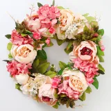 Peony Wreath Front Door Decor Flower Wall Hanging Wedding Ornament