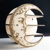 Wood Moon Crystal Shelf Luminous Decorative For Wall Decoration Essential Oil Shelf